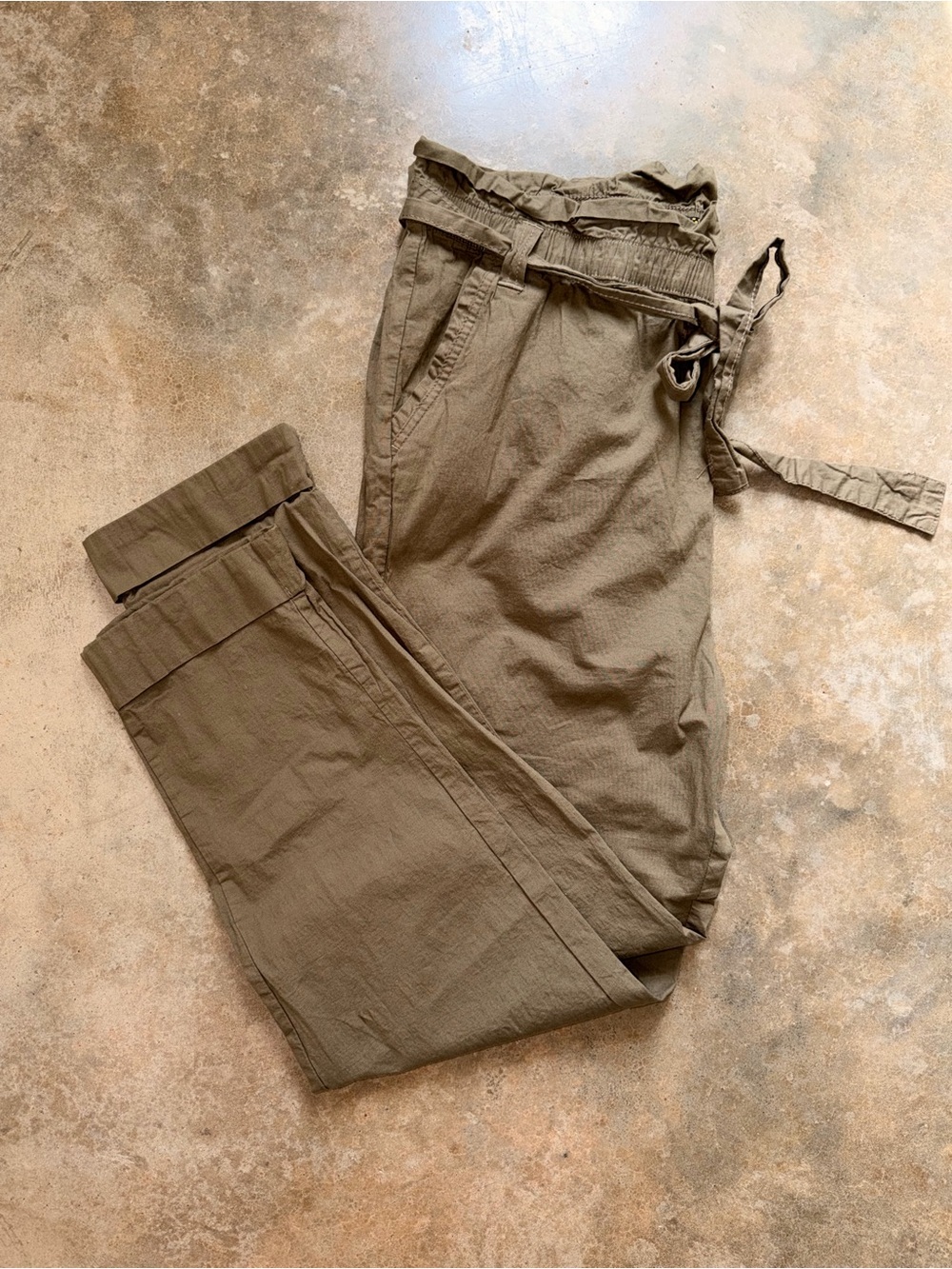 Women’s 2X High-Rise Paperbag Chino Pants in Olive Utility XXL Cargo 2XL